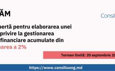 Concurs de selectare a unui expert/unei experte sau grup de experți pentru elaborarea unei analize cu privire la gestionarea resurselor financiare acumulate din redirecționarea a 2%